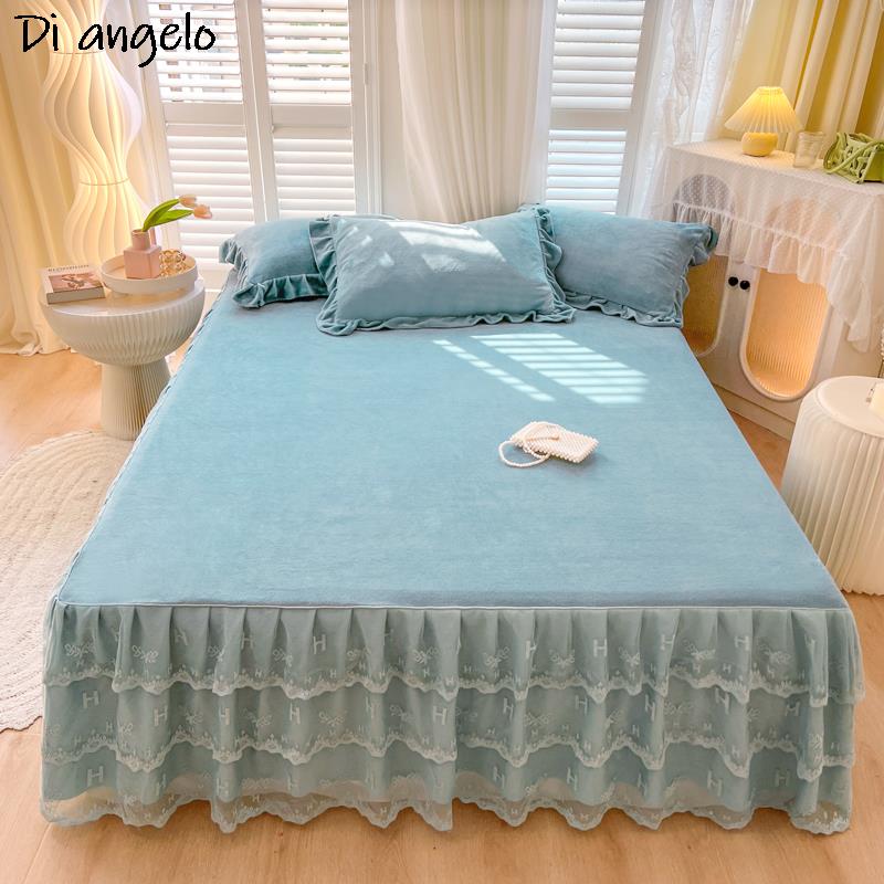 Home Fashion Textiles - Crystal Velvet European Style Bed Skirt