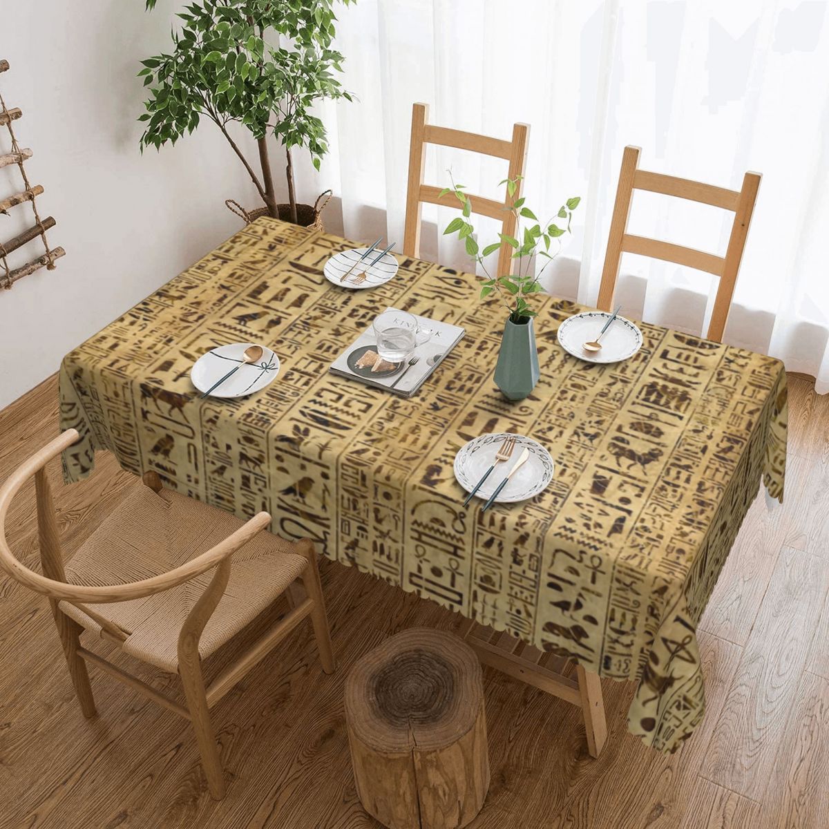 Home Textiles Egypt - Egyptian Hieroglyphs On Papyrus Rectangular Tablecloth