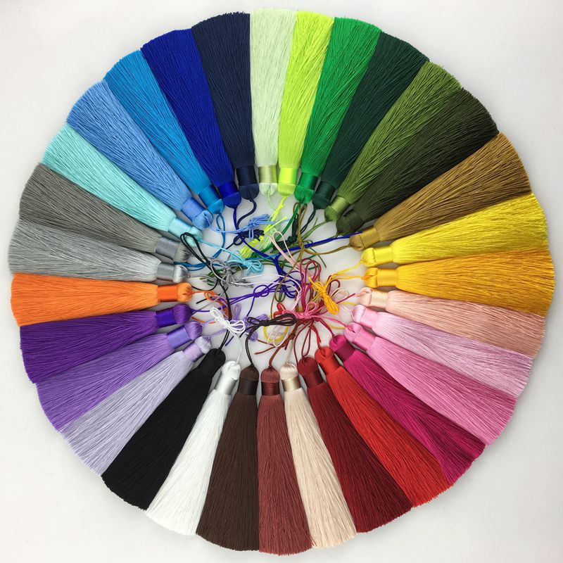 Home Ec Textiles - 1Pcs 12CM Polyester Silk Beads Tassel