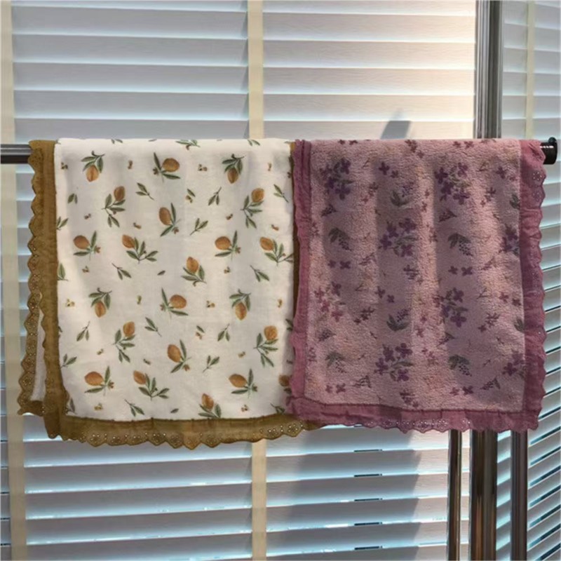 Home Textiles Towel Set - Couple Style Towel With Lace Floral