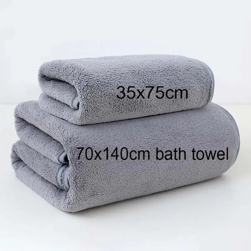 Home Textiles Towel Set - Grey Pink Solid Color Coral Fleece