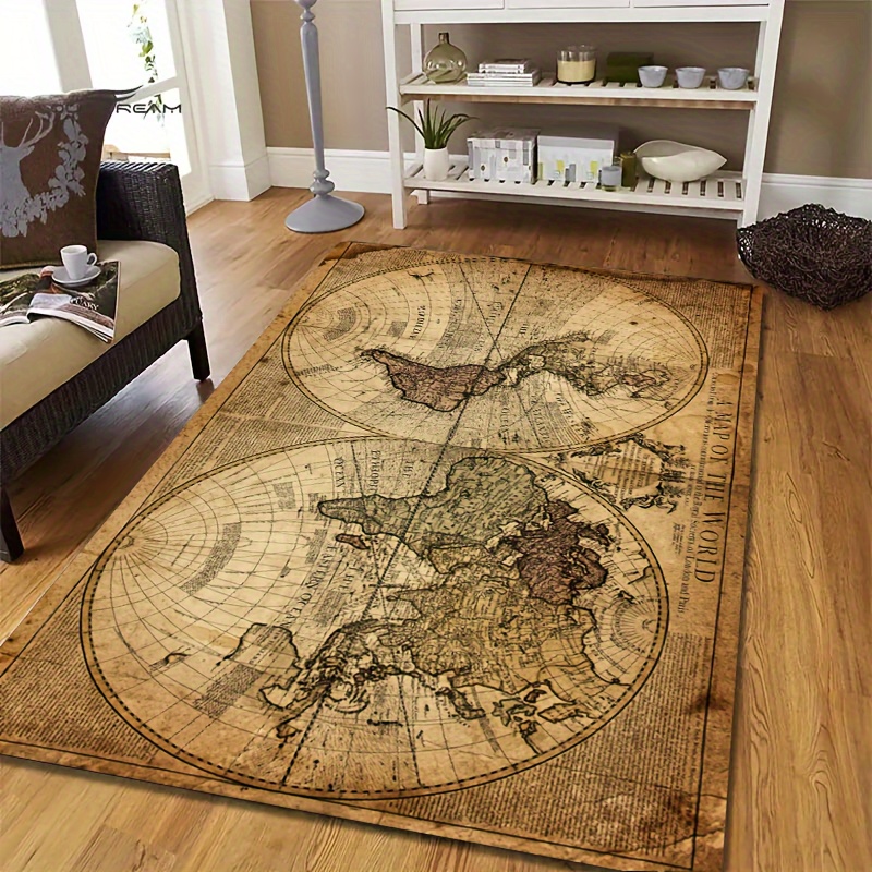 Home Textiles Rug - Vintage Map Design Non-Slip Floor Mat