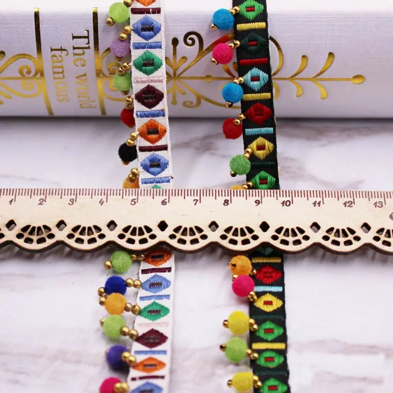 1yards/lot Pompom Fringe trim  - Home Ec Textiles ulasan dan harga
