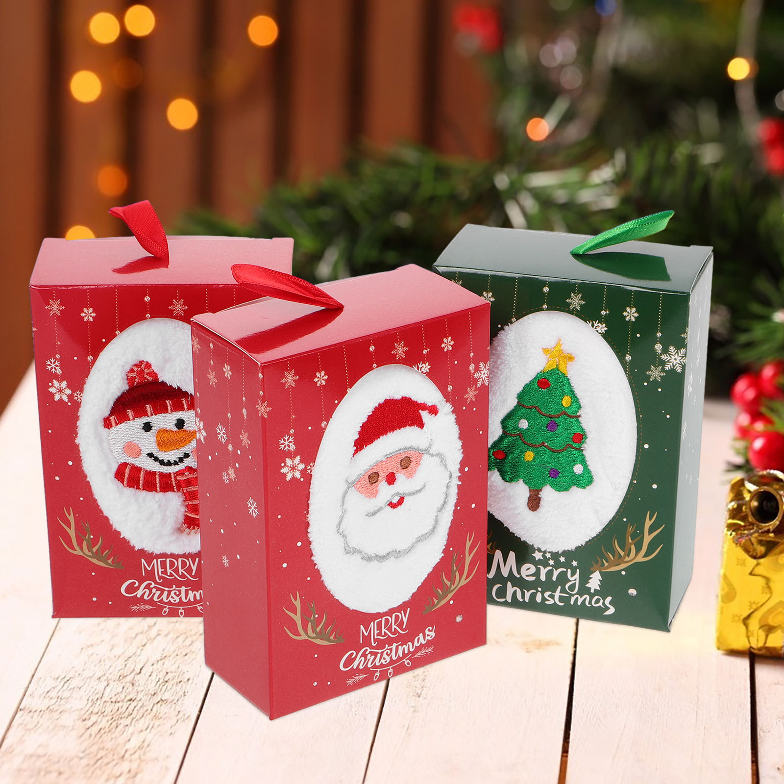 3Pcs Christmas Hand Towel Set  - Home Textiles Towel Set ulasan dan harga