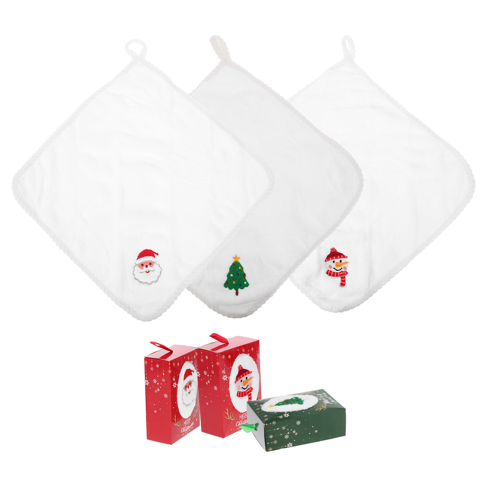3Pcs Christmas Hand Towel Set  - Home Textiles Towel Set ulasan dan harga