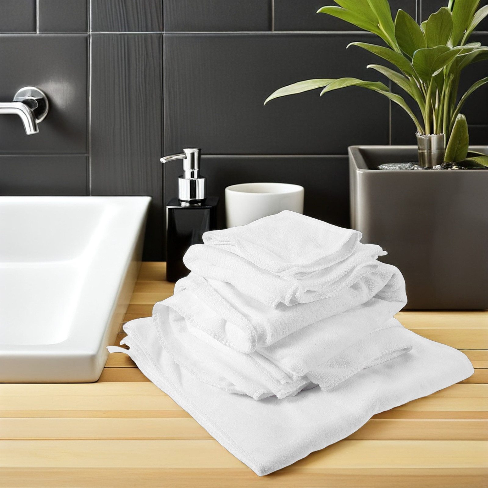 4Pcs Cotton Bath Towel Set Whi - Home Textiles Towel Set ulasan dan harga