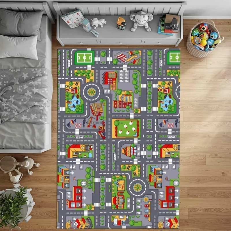 Kids City Road Map Play Mat Ed - Home Textiles Rug ulasan dan harga