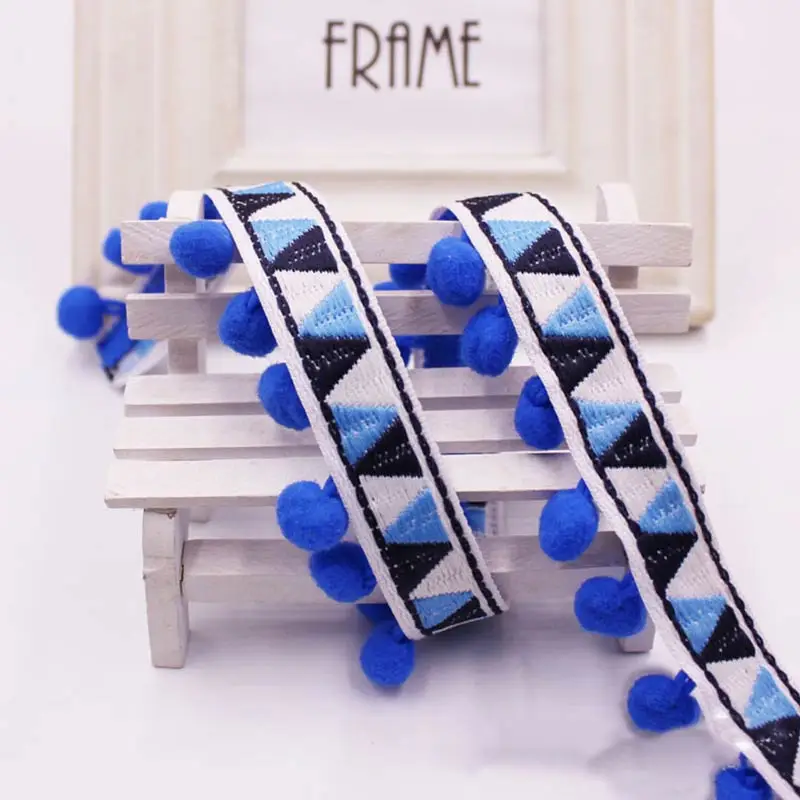 1-10Yards Pompoms Lace Trim Ba - Home Ec Textiles ulasan dan harga