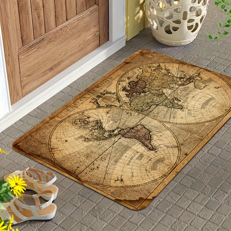 Vintage Map Design Non-Slip Fl - Home Textiles Rug ulasan dan harga