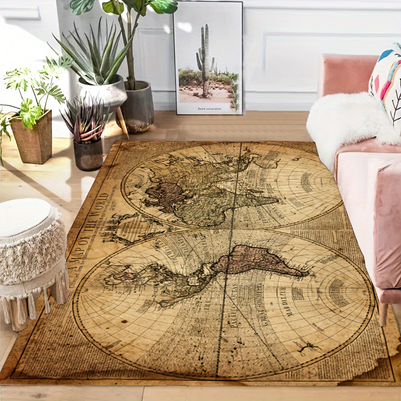 Vintage Map Design Non-Slip Fl - Home Textiles Rug ulasan dan harga